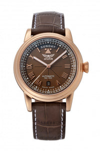 DOUGLAS DAY DATE 41 SS Rose gold Brown dial