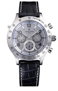 TENSHODO Solar Wave Chronograph Silver Model / Leather Belt